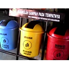 Tempat Sampah Pilah 3 Bentuk Bulat Bahan Fiber Kapasitas 50 Liter Kualitas Premium 9