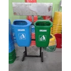 Tempat Sampah Pilah 2 Bentuk Oval Bahan Fiber & HDPE Plastik Kapasitas 50 Liter Kualitas Premium 7
