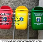 Tempat Sampah Pilah 3 Bentuk Oval Fiberglass & HDPE Plastik 50 liter Kualitas Premium 1