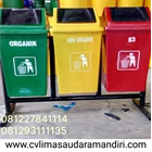 Tempat Sampah Pilah 3 Bentuk Oval Fiberglass & HDPE Plastik 50 liter Kualitas Premium 7
