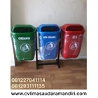 Tempat Sampah Pilah 3 Bentuk Oval Fiberglass & HDPE Plastik 50 liter Kualitas Premium 8
